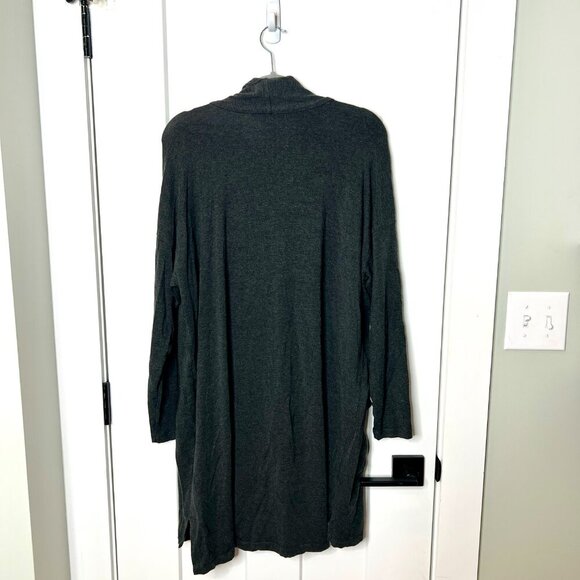 Eileen Fisher Dark Gray Long-Lined Jersey Tencel Lyocell Cardigan Pockets Medium - Picture 5 of 5